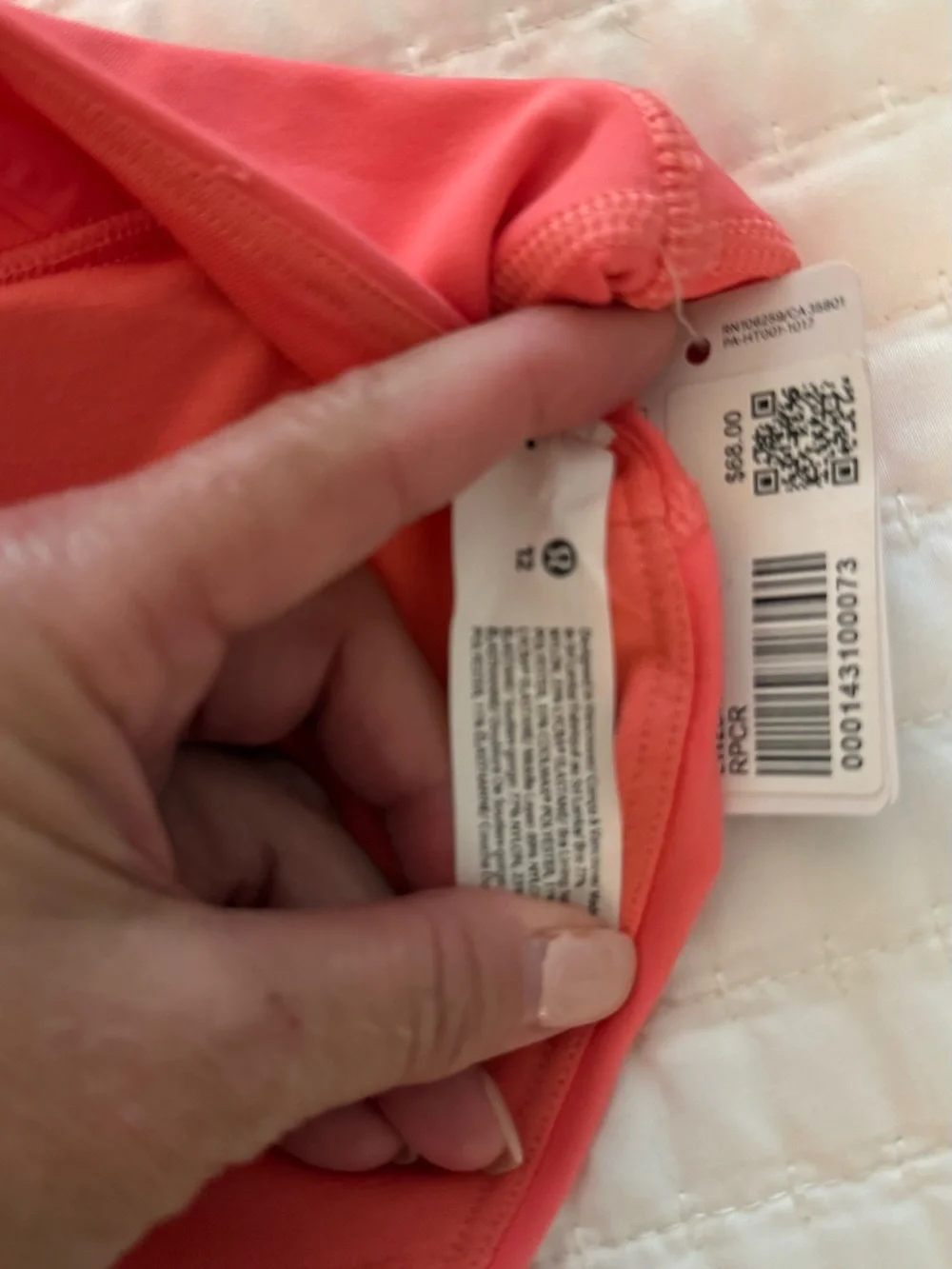 Lululemon Women's High-Neck Sports Bra Crop Top - Coral Pink size 12 nwt
